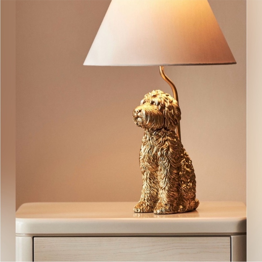 Anthropologie The Icon Table Lamp: Dog Edition, Doodle, Pair, NWT